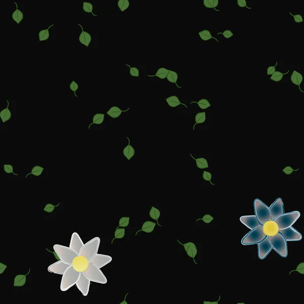 Jednoduché Květiny Zelenými Listy Volném Složení Vektorová Ilustrace — Stockový vektor