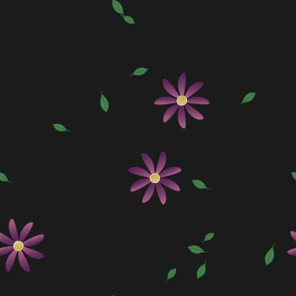 Hermosa Composición Con Flores Colores Simples Hojas Verdes Fondo Ilustración — Archivo Imágenes Vectoriales