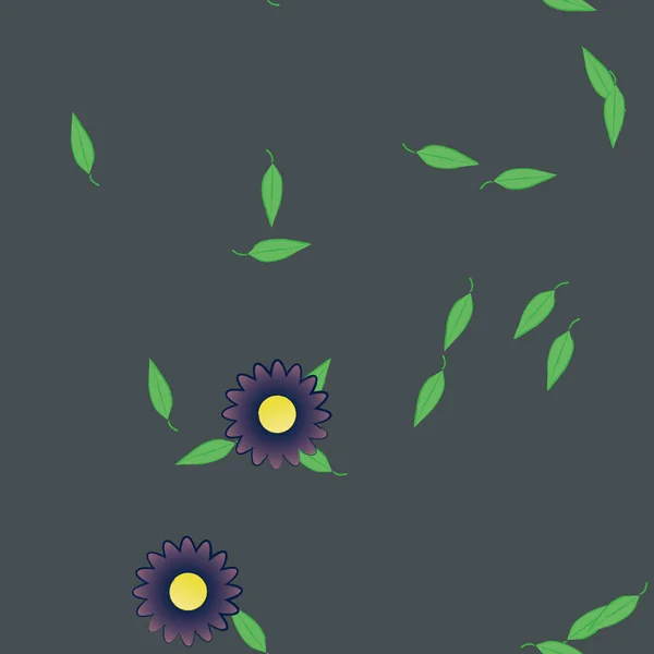 Flores Colores Hojas Verdes Fondo Ilustración Vectorial — Vector de stock