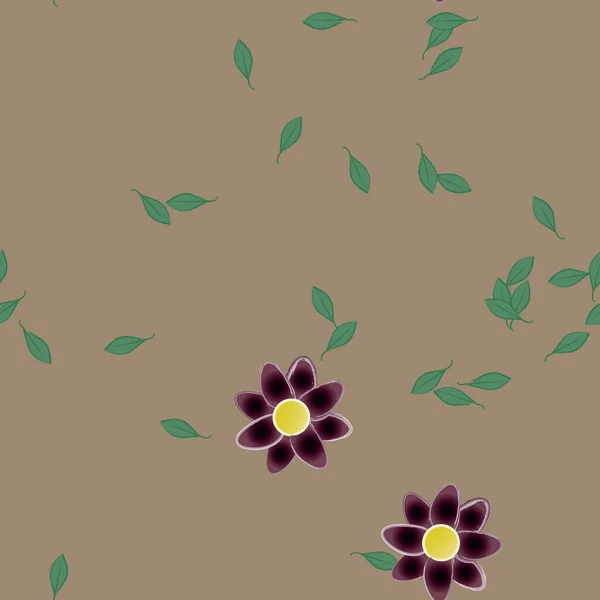 Composición Libre Con Flores Colores Simples Hojas Verdes Para Papel — Vector de stock