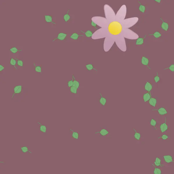 Modèle Vectoriel Avec Des Fleurs Colorées Simples Des Feuilles Vertes — Image vectorielle