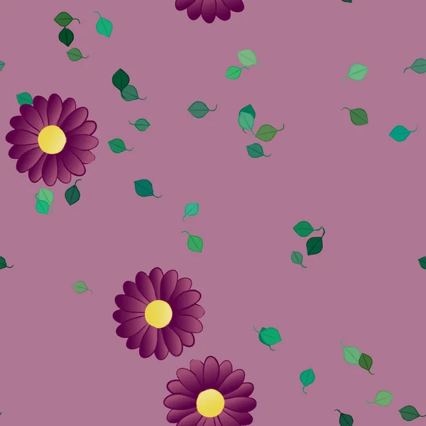 Flores Con Hojas Verdes Composición Libre Ilustración Vectorial — Vector de stock