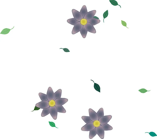 Fleurs Simples Avec Des Feuilles Vertes Composition Libre Illustration Vectorielle — Image vectorielle