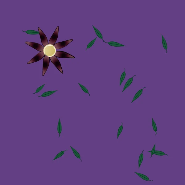 Modèle Vectoriel Avec Des Fleurs Colorées Simples Des Feuilles Vertes — Image vectorielle