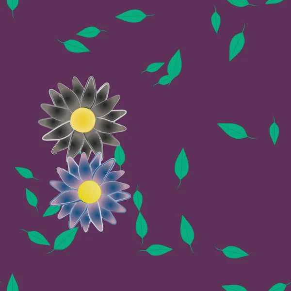 Composición Libre Con Flores Colores Simples Hojas Verdes Para Papel — Vector de stock