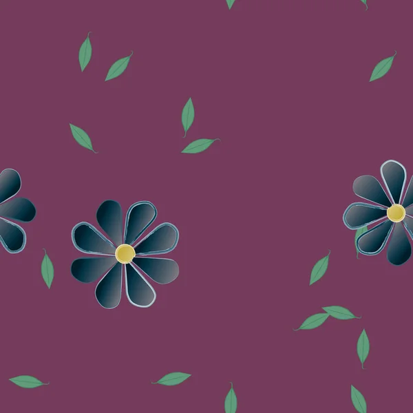 Composição Design Com Flores Simples Folhas Verdes Ilustração Vetorial — Vetor de Stock