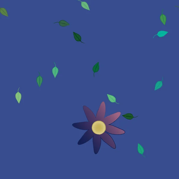 Flores Con Hojas Verdes Composición Libre Ilustración Vectorial — Archivo Imágenes Vectoriales