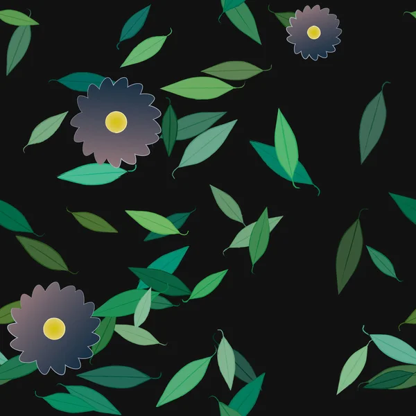 Composition Design Avec Fleurs Simples Feuilles Vertes Illustration Vectorielle — Image vectorielle