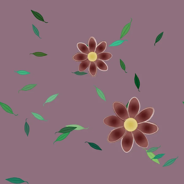 Belle Composition Avec Des Fleurs Colorées Simples Des Feuilles Vertes — Image vectorielle