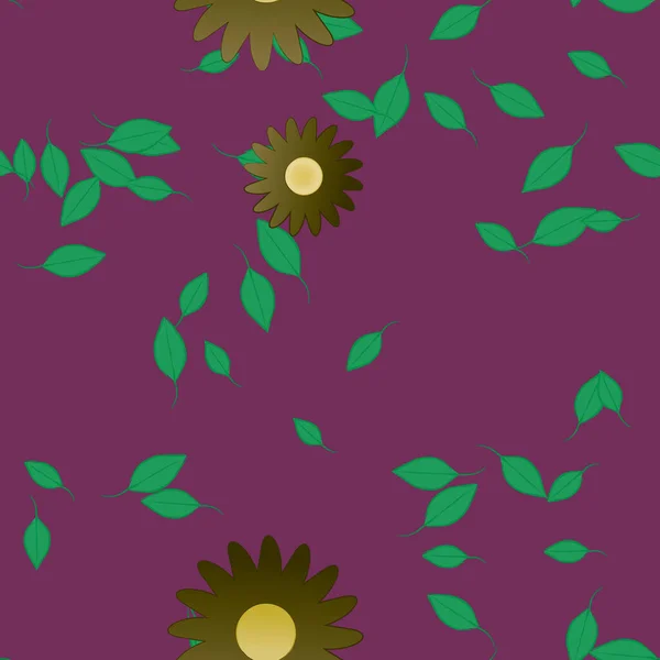 Composition Design Avec Fleurs Simples Feuilles Vertes Illustration Vectorielle — Image vectorielle