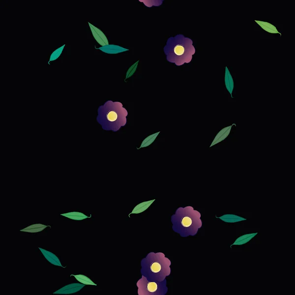 Composición Libre Con Flores Colores Simples Hojas Verdes Para Papel — Vector de stock