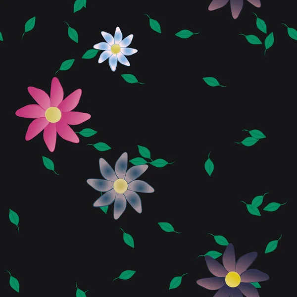 Belle Composition Avec Des Fleurs Couleur Simple Des Feuilles Vertes — Image vectorielle