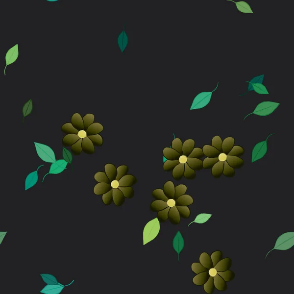 Flores Colores Hojas Verdes Fondo Ilustración Vectorial — Vector de stock