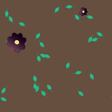 Basit renkli çiçekler ve yeşil yapraklı vektör şablonu