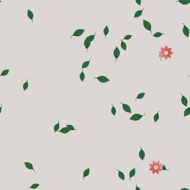 Basit renkli çiçekler ve yeşil yapraklı vektör şablonu