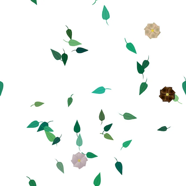 Fleurs Colorées Feuilles Vertes Arrière Plan Illustration Vectorielle — Image vectorielle