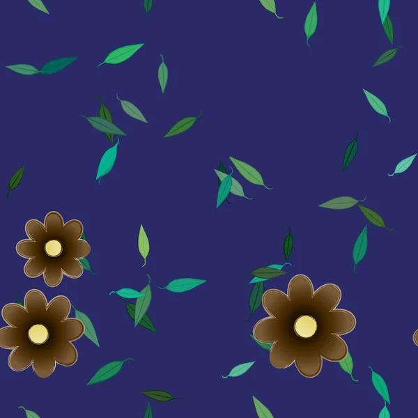 Modèle Vectoriel Avec Des Fleurs Colorées Simples Des Feuilles Vertes — Image vectorielle