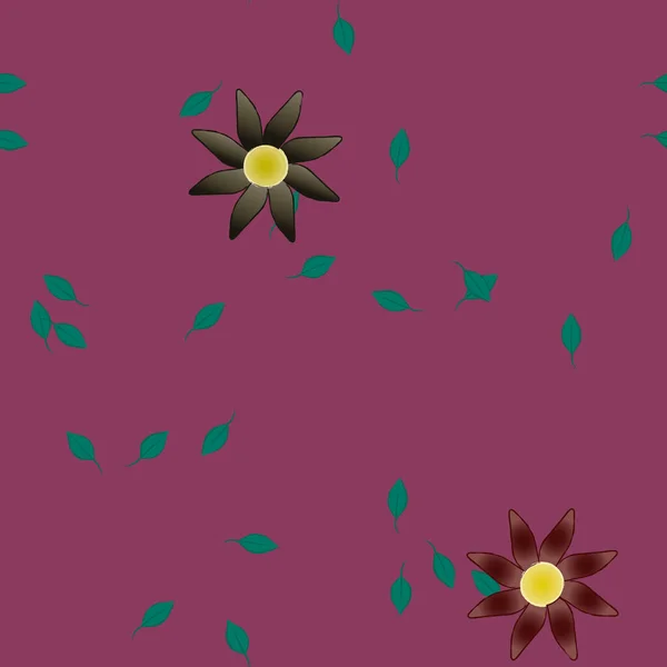 Λουλούδια Πράσινα Φύλλα Ελεύθερη Σύνθεση Διανυσματική Απεικόνιση — Διανυσματικό Αρχείο