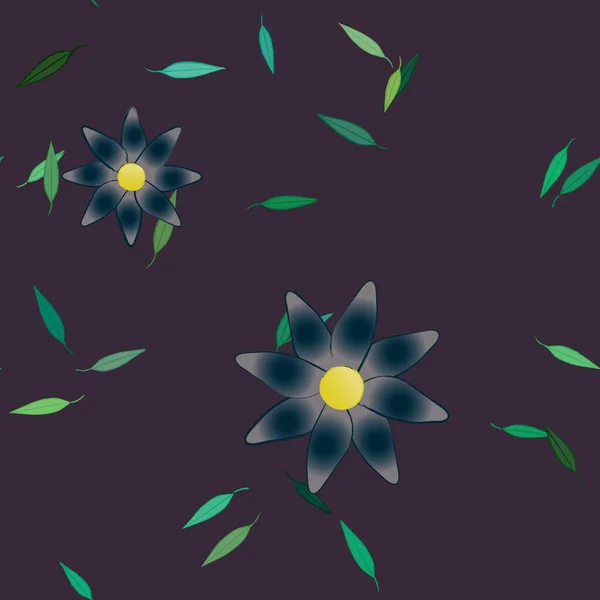 Farbige Blüten Und Grüne Blätter Hintergrund Vektorillustration — Stockvektor
