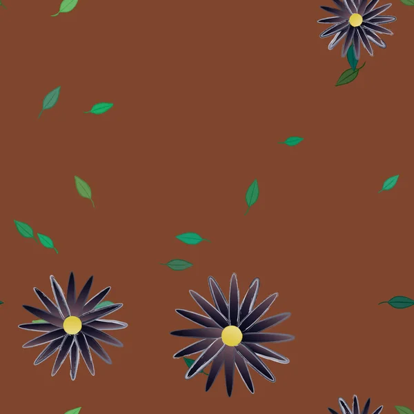 Composition Design Avec Fleurs Simples Feuilles Vertes Illustration Vectorielle — Image vectorielle