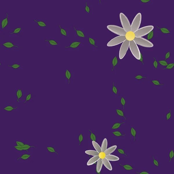 Modèle Vectoriel Avec Des Fleurs Colorées Simples Des Feuilles Vertes — Image vectorielle