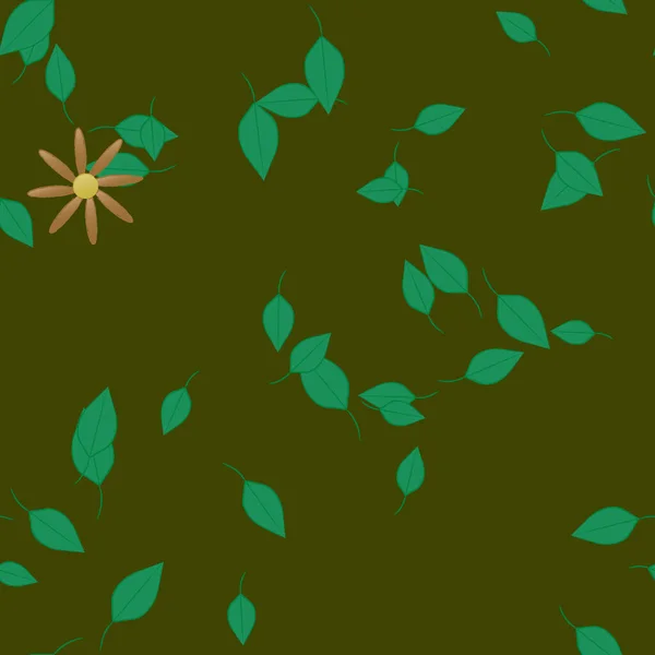 Flores Coloridas Folhas Verdes Fundo Ilustração Vetorial — Vetor de Stock