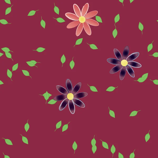 Flores Colores Hojas Verdes Fondo Ilustración Vectorial — Archivo Imágenes Vectoriales