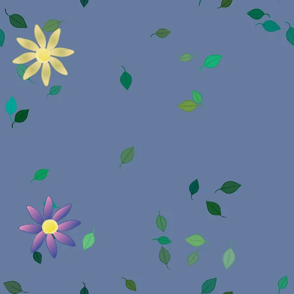 Composition Design Avec Fleurs Simples Feuilles Vertes Illustration Vectorielle — Image vectorielle