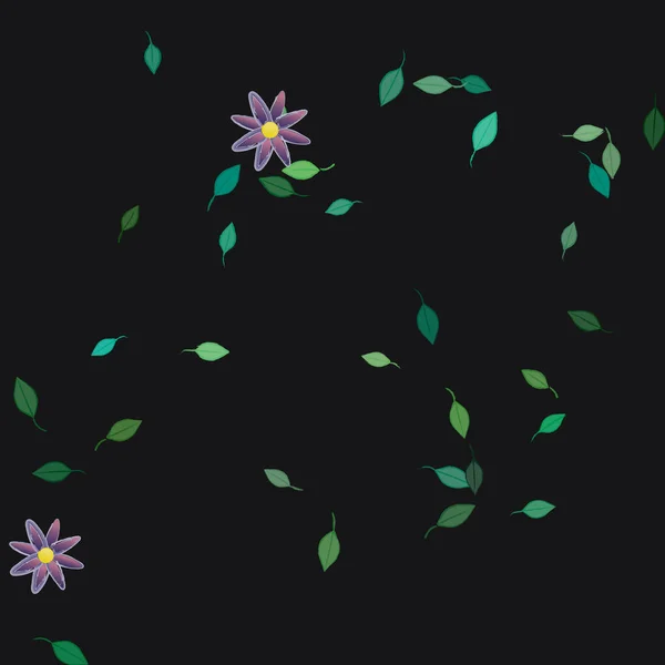 Composition Design Avec Fleurs Simples Feuilles Vertes Illustration Vectorielle — Image vectorielle