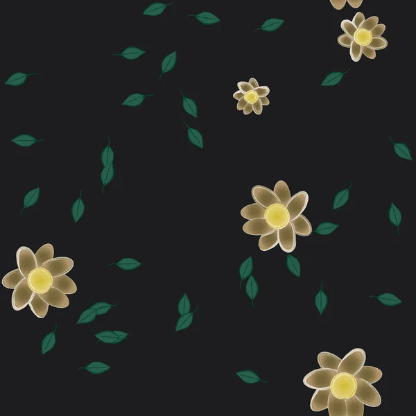 Kolorowe Kwiaty Zielone Liście Tle Wektor Ilustracji — Wektor stockowy