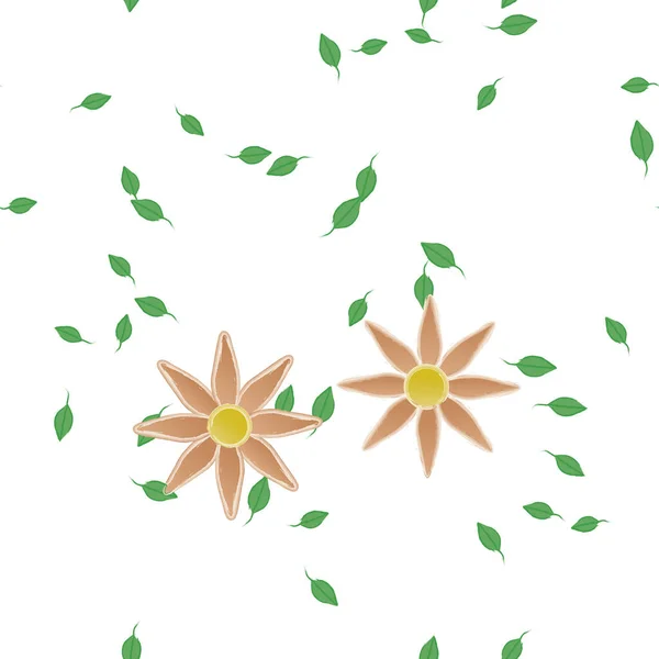 Composição Design Com Flores Simples Folhas Verdes Ilustração Vetorial — Vetor de Stock