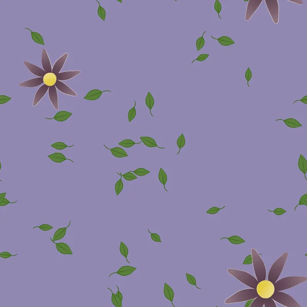 Flores Con Hojas Verdes Composición Libre Ilustración Vectorial — Archivo Imágenes Vectoriales