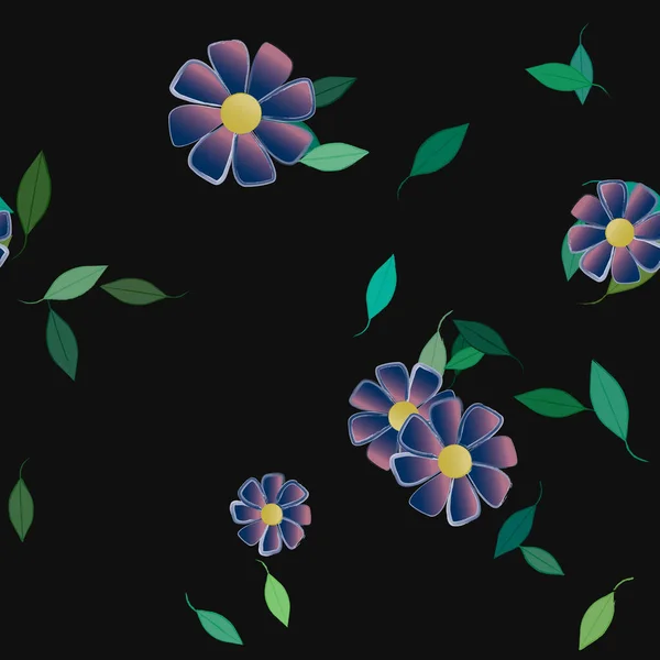 Design Sammensætning Med Enkle Blomster Grønne Blade Vektor Illustration – Stock-vektor