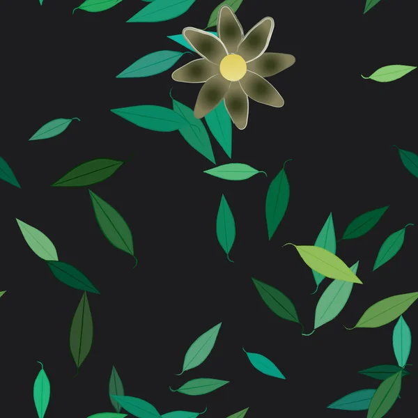 Hermosa Composición Con Flores Colores Simples Hojas Verdes Fondo Ilustración — Archivo Imágenes Vectoriales