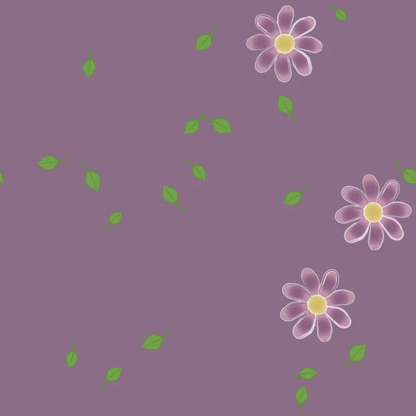 Bloemen Met Groene Bladeren Vrije Samenstelling Vector Illustratie — Stockvector