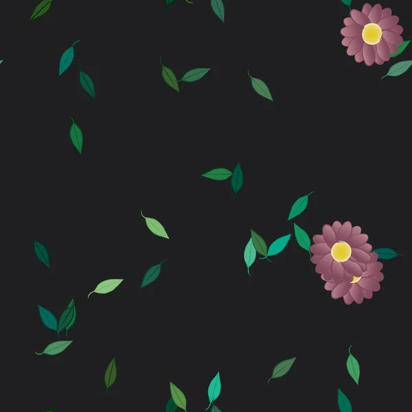 Flores Colores Hojas Verdes Fondo Ilustración Vectorial — Vector de stock