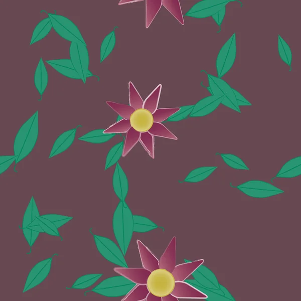 Composition Design Avec Fleurs Simples Feuilles Vertes Illustration Vectorielle — Image vectorielle