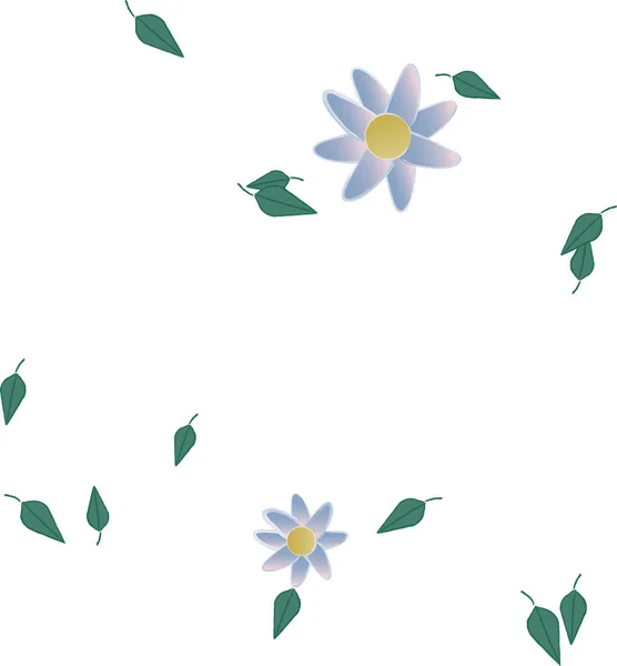 Modèle Vectoriel Avec Des Fleurs Colorées Simples Des Feuilles Vertes — Image vectorielle