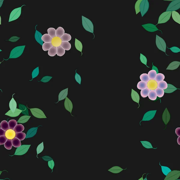 Flores Colores Hojas Verdes Fondo Ilustración Vectorial — Archivo Imágenes Vectoriales