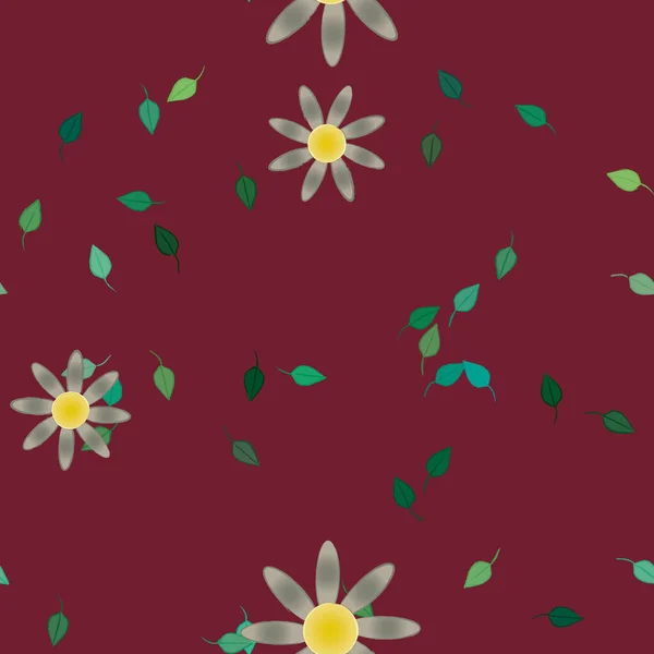 Flores Con Hojas Verdes Composición Libre Ilustración Vectorial — Vector de stock