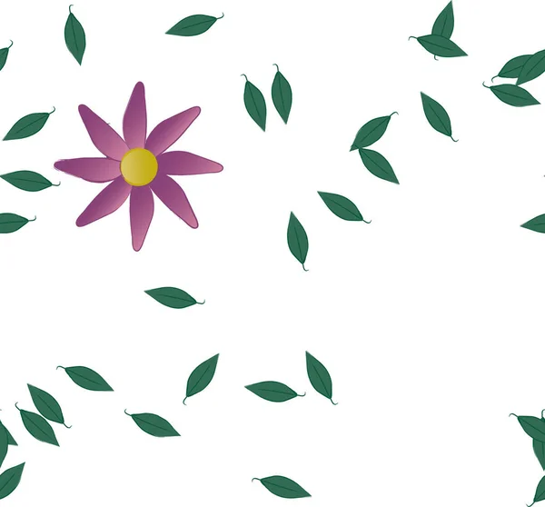 Indah Komposisi Dengan Sederhana Berwarna Bunga Dan Daun Hijau Latar - Stok Vektor
