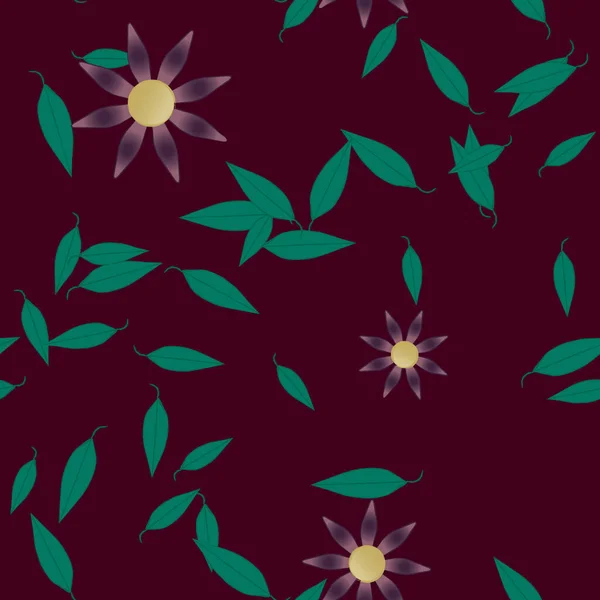 Composition Design Avec Fleurs Simples Feuilles Vertes Illustration Vectorielle — Image vectorielle