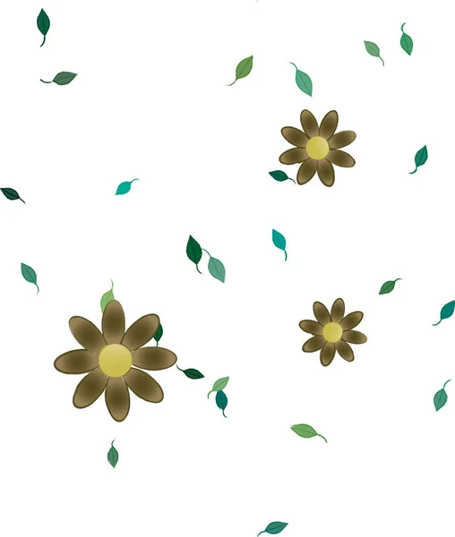 Fleurs Aux Feuilles Vertes Composition Libre Illustration Vectorielle — Image vectorielle