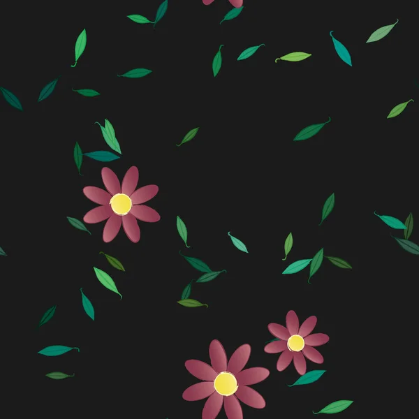 Flores Colores Hojas Verdes Fondo Ilustración Vectorial — Archivo Imágenes Vectoriales