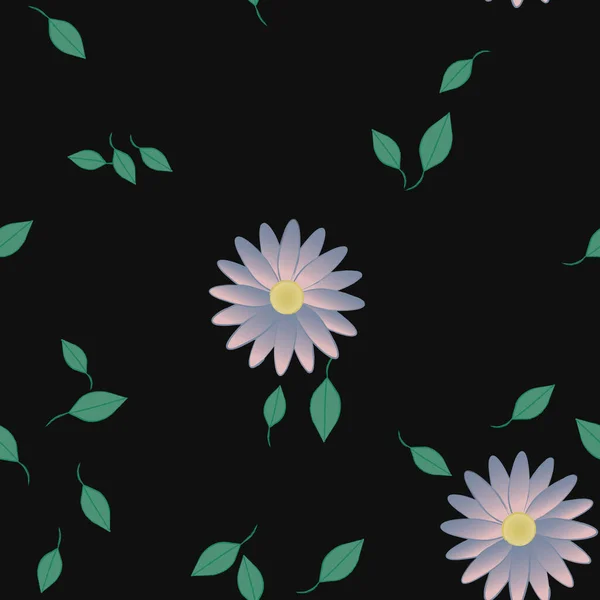 Flores Colores Hojas Verdes Fondo Ilustración Vectorial — Vector de stock