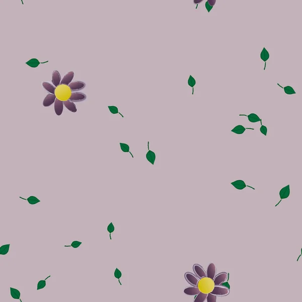 Composição Design Com Flores Simples Folhas Verdes Ilustração Vetorial — Vetor de Stock