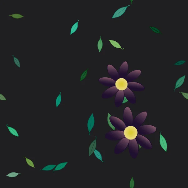 Composición Libre Con Flores Colores Simples Hojas Verdes Para Papel — Archivo Imágenes Vectoriales