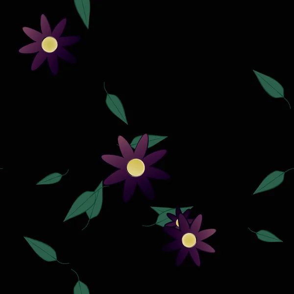 Composición Libre Con Flores Colores Simples Hojas Verdes Para Papel — Vector de stock