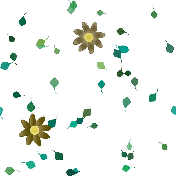 Belle Composition Avec Des Fleurs Colorées Simples Des Feuilles Vertes — Image vectorielle