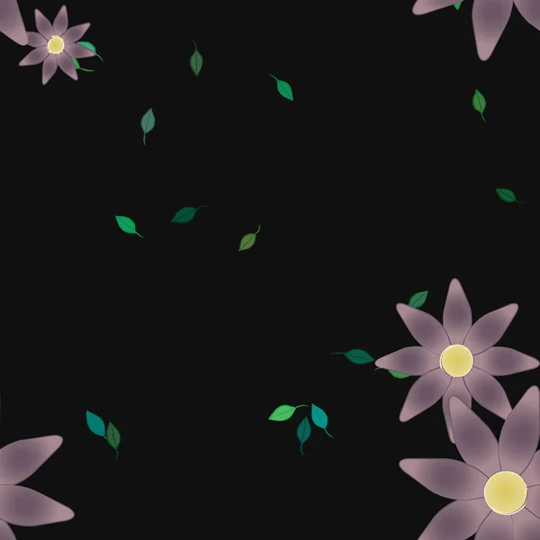 Flores Colores Hojas Verdes Fondo Ilustración Vectorial — Archivo Imágenes Vectoriales